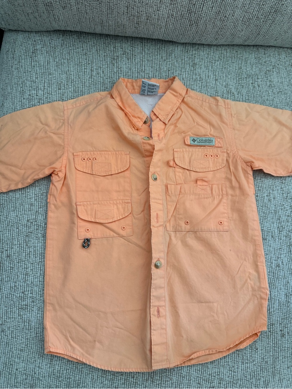 Columbia Peach Short-Sleeve Fishing Button-Down Shirt